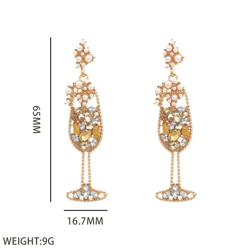 Pearl Wineglass Long Earrings