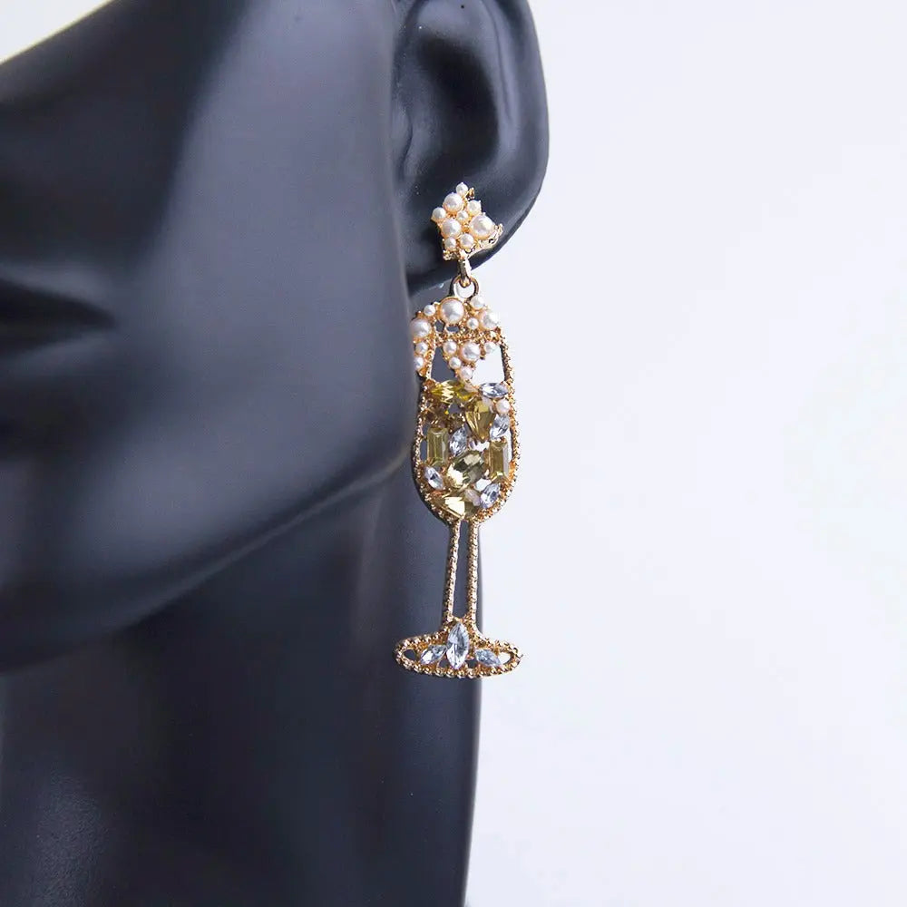 Pearl Wineglass Long Earrings