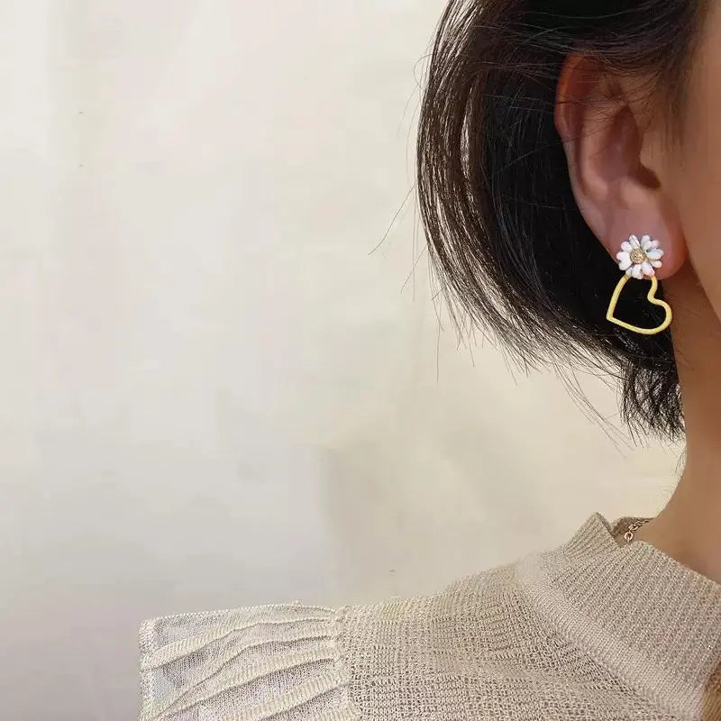 Yellow Blossom Heart Flower Drop Earrings | Salty