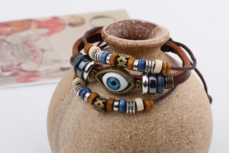 Evil Eye Leather Brown Band | Salty