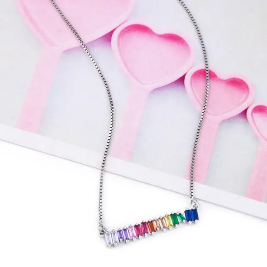 Prismatic GemCascade Necklace - Silver Salty