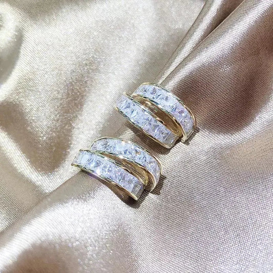 Curved African Diamond Encrusted Double Earrings | Salty