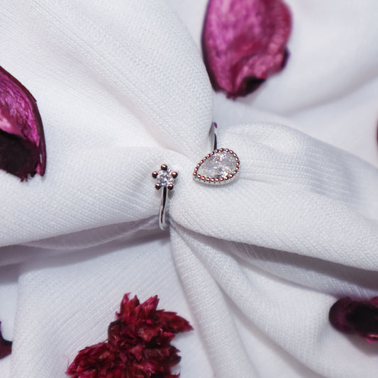 Almond Diamond Ring - Silver