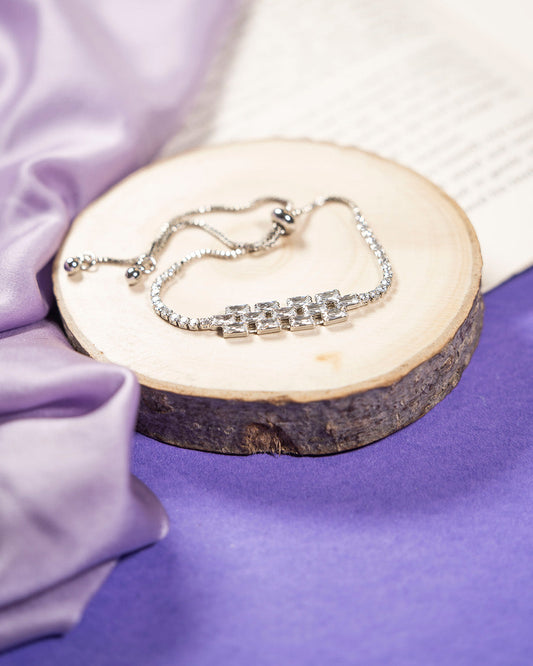Diamond Filled Bracelet - Silver