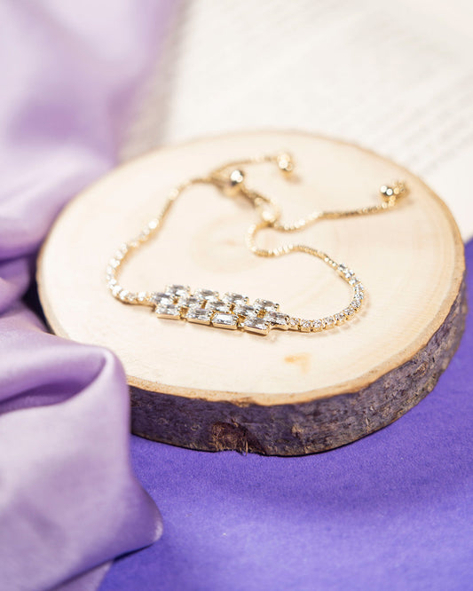 Diamond Filled Bracelet - Gold