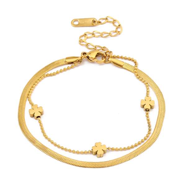 Layered Clover Gold Bracelet