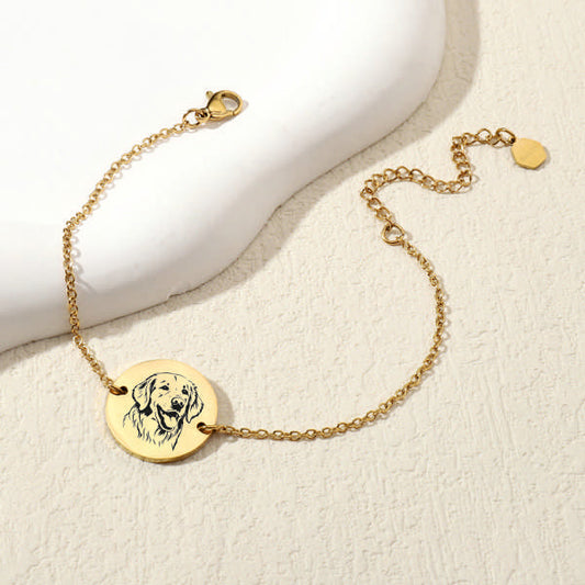 Minimal Round  Personalised Golden Bracelet