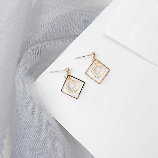 Ball Natural Opal Gem Drop - Diamond Shape Earrings
