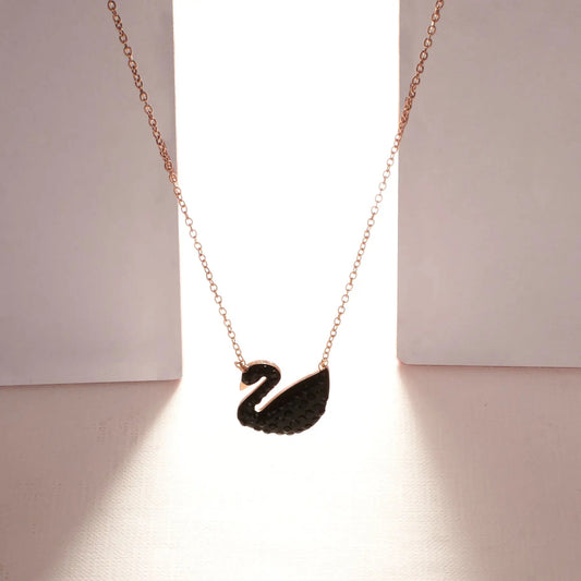 Black Night Studded Swan Necklace | Salty