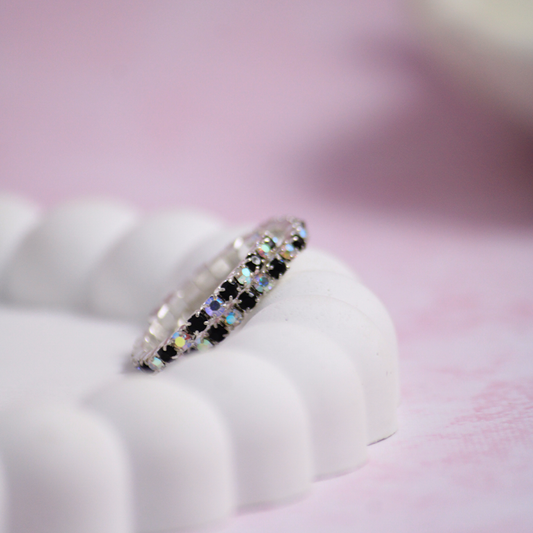 Black Melanite - Stretchable Ring (Set of 2)