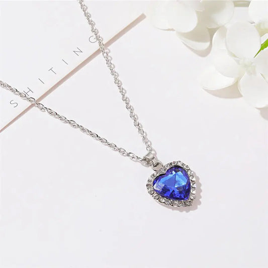 Blue Titanic Heart Shape Necklace