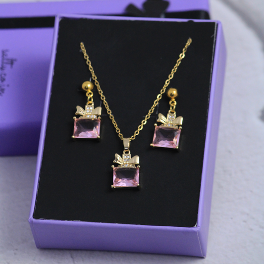 Blushing Love Earrings and Necklace Set