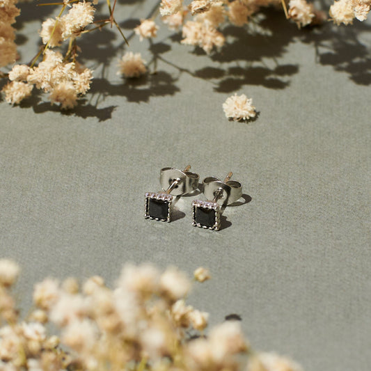 Cannabis Silver Black Studs Salty Alpha