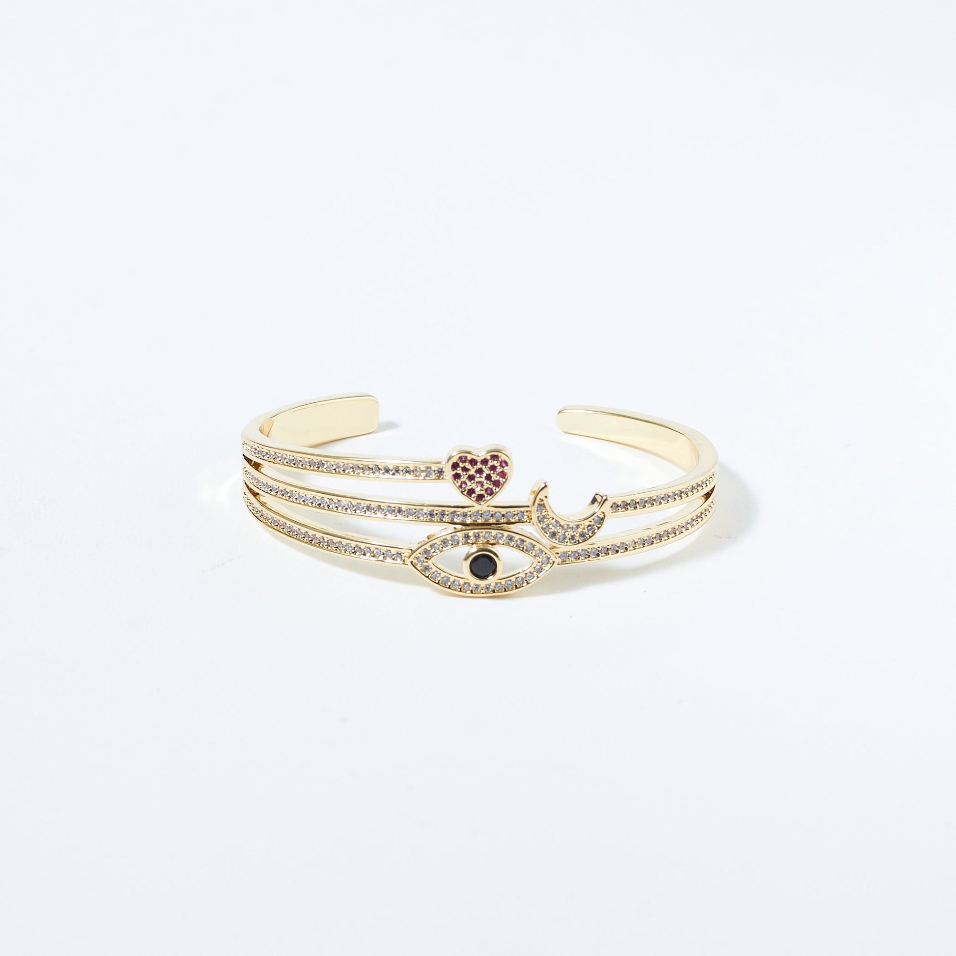 Celestial Love and Eye Charm Gold Cuff Salty