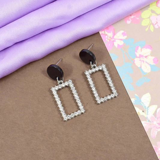 Chic Boho Diamond Rectangular earrings - Silver