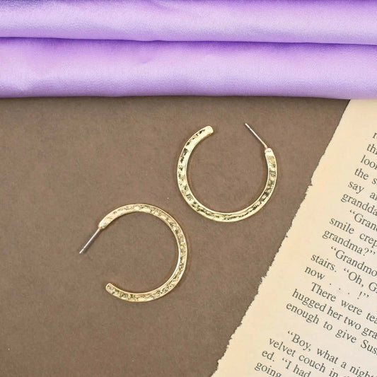 Chic Pressed Crescent Gold Hoop Earrings