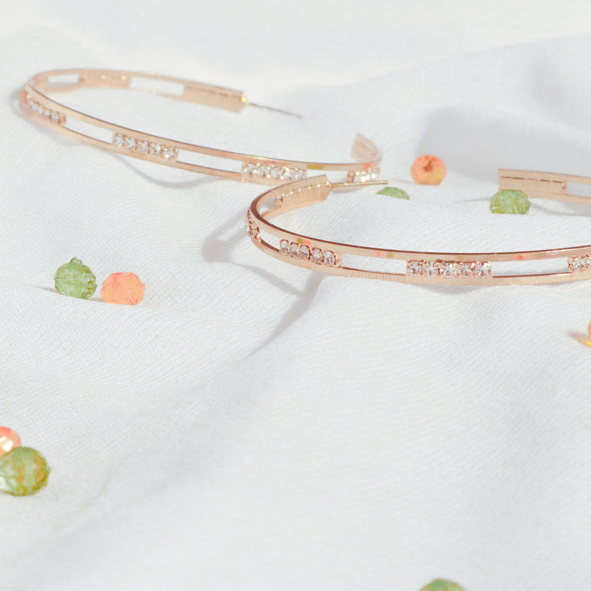 Classy Hollow Studded Hoops