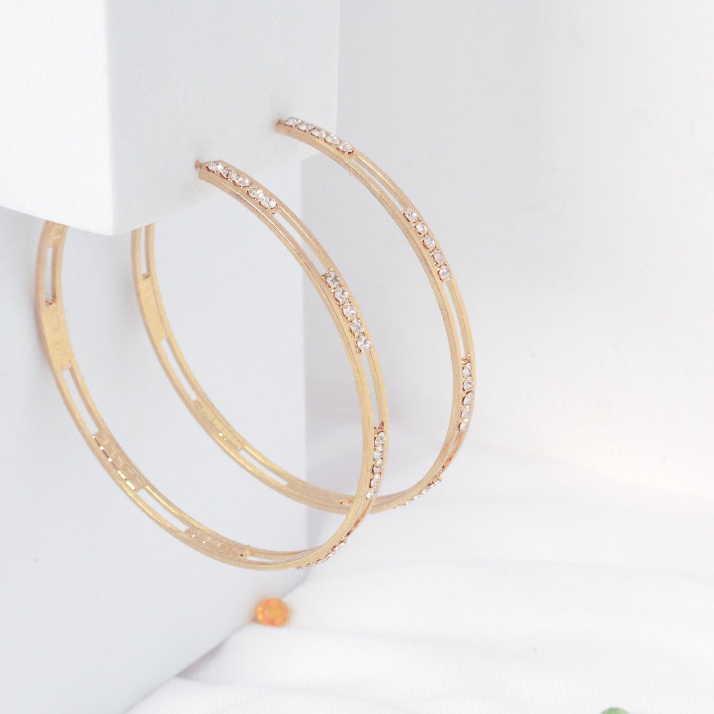 Classy Hollow Studded Hoops