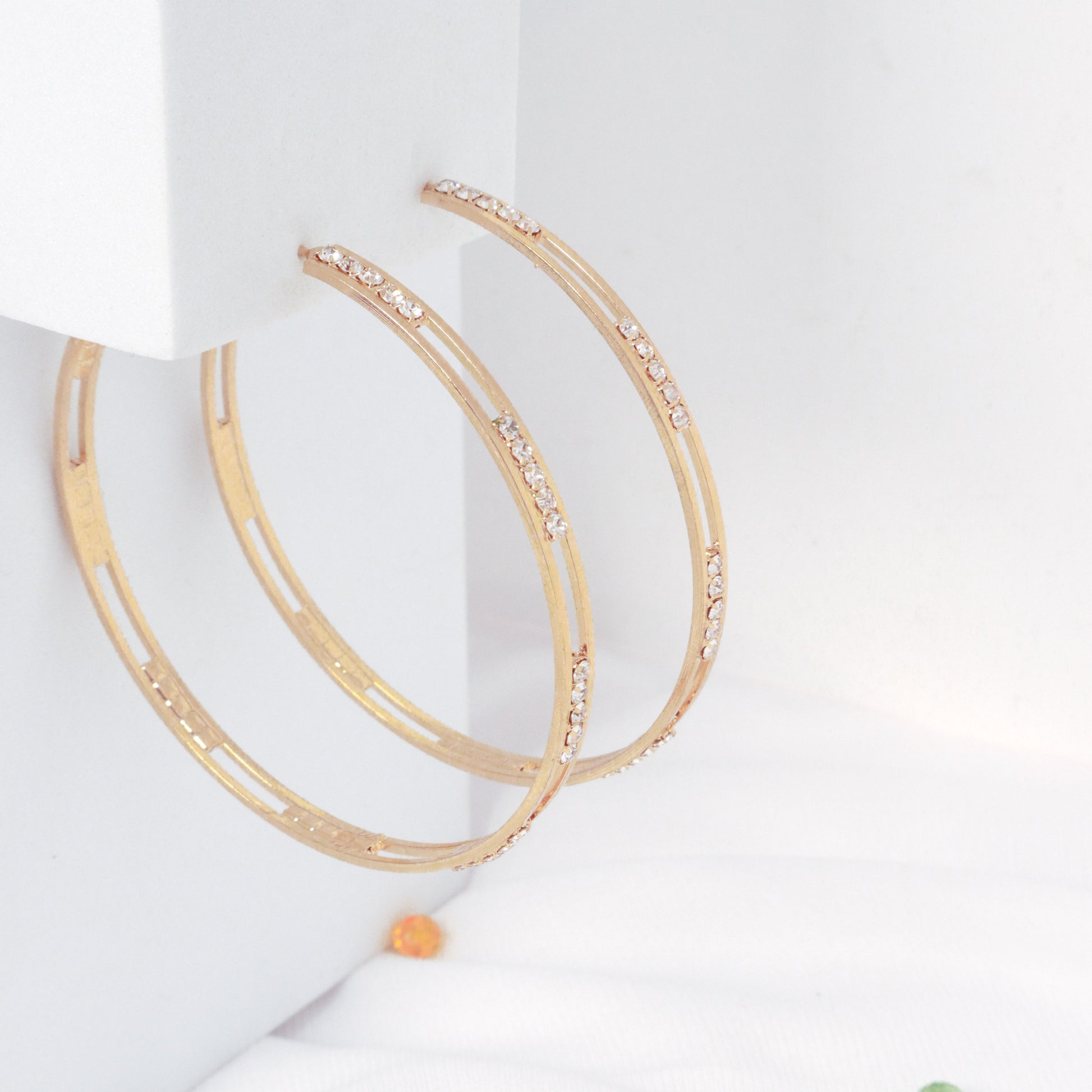 Classy Hollow Studded Hoops