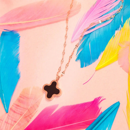 Clover Lucky Charm Necklace Reversible-  Stainless Steel