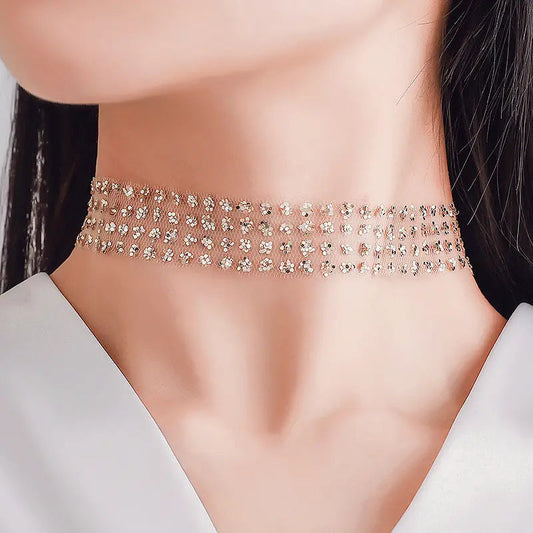 Collarbone Zirconia Charm Choker Necklace