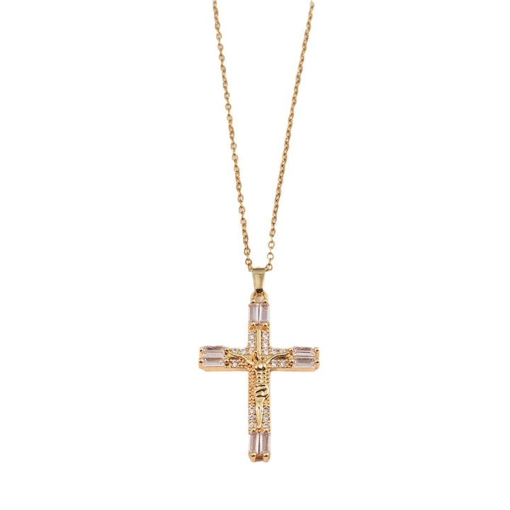 Crystal Cross Of Light Necklace - Gold | Salty