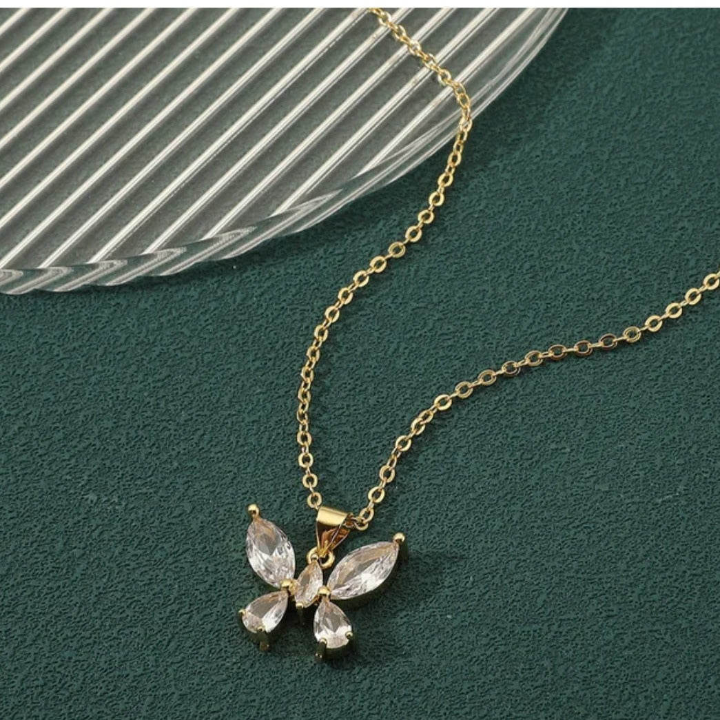 Crystal Flutter Butterfly Necklace Salty