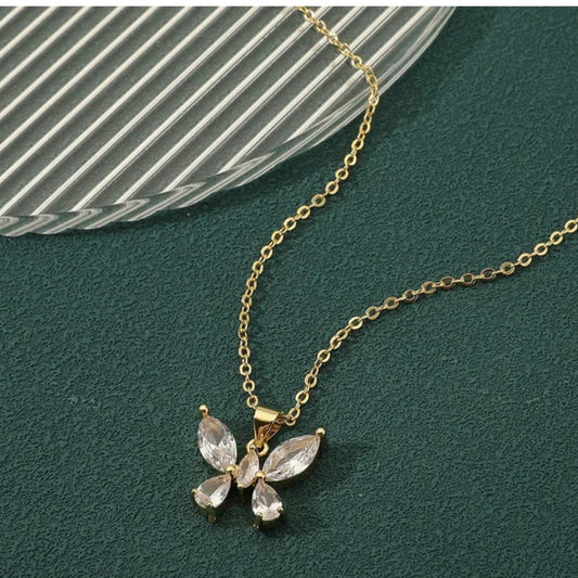 Crystal Flutter Butterfly Necklace Salty