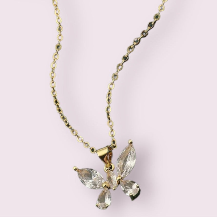 Crystal Flutter Butterfly Necklace Salty