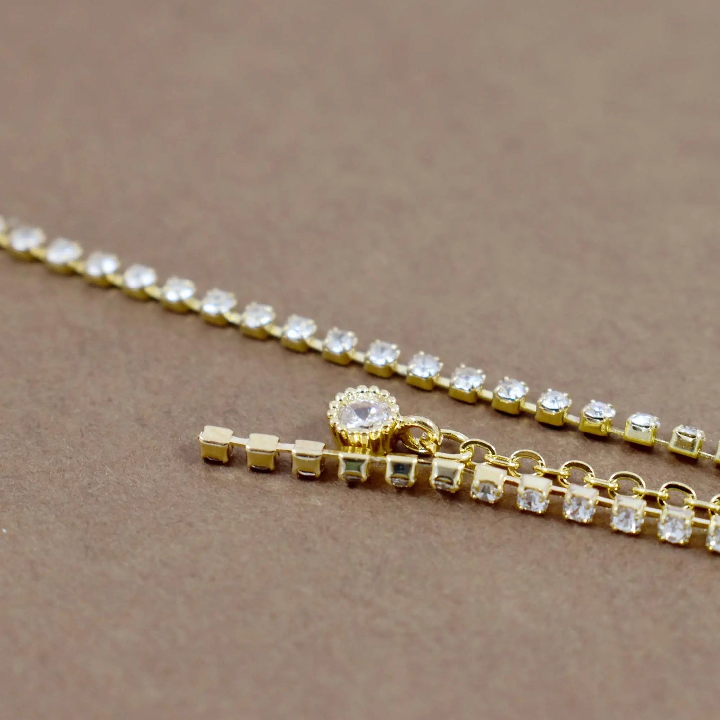 Crystal flower arched long drop gold earrings