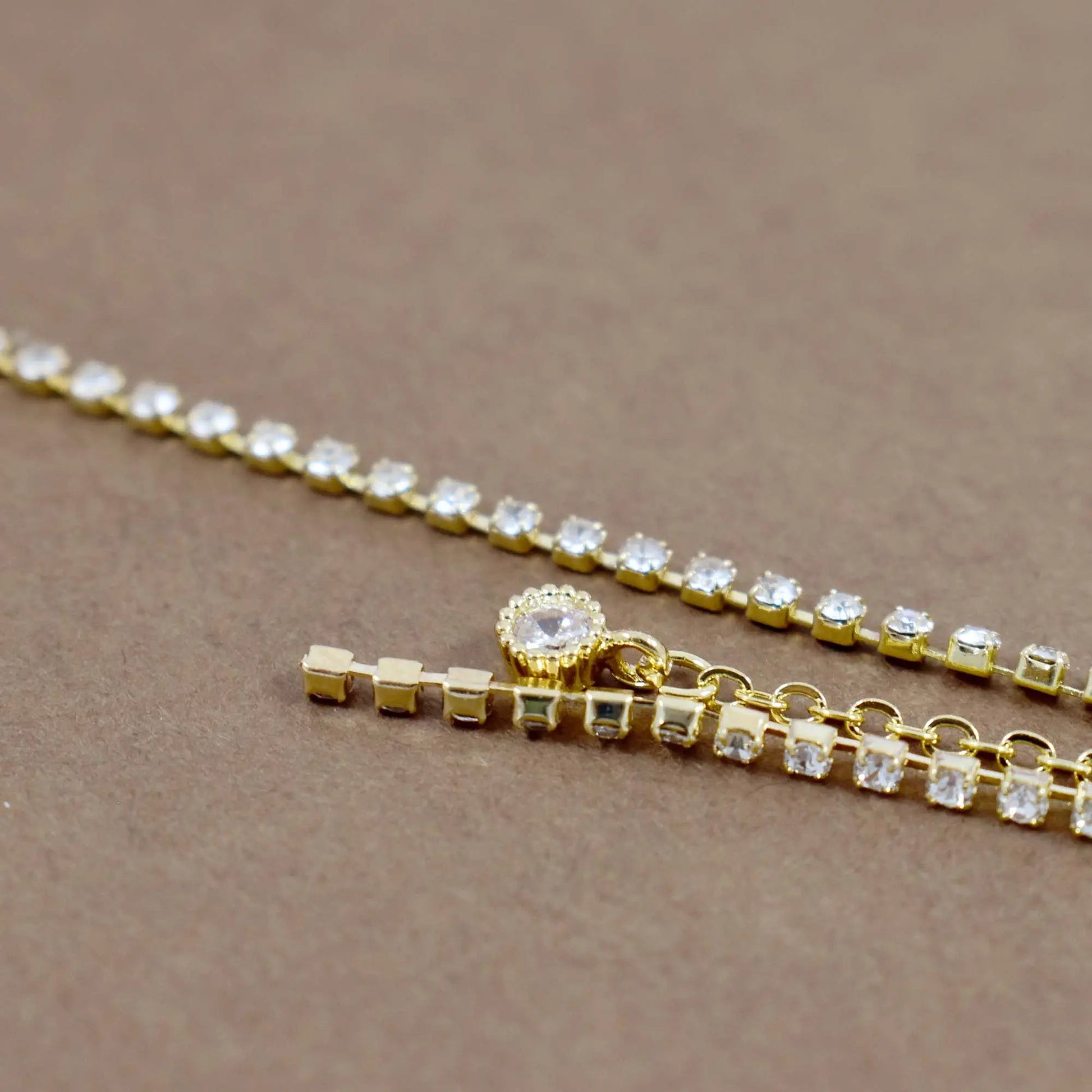 Crystal flower arched long drop gold earrings