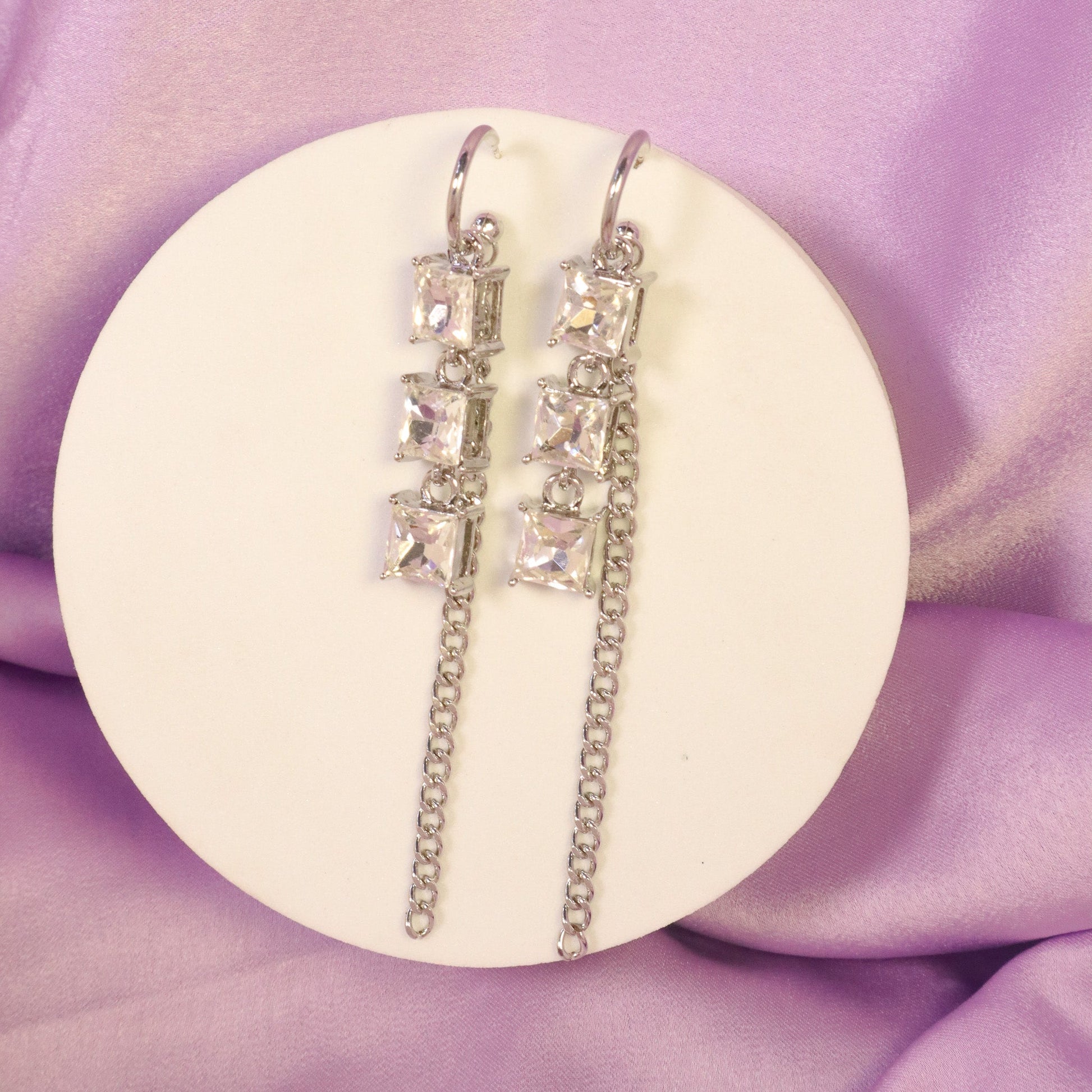 Cubic Chain Long Earrings