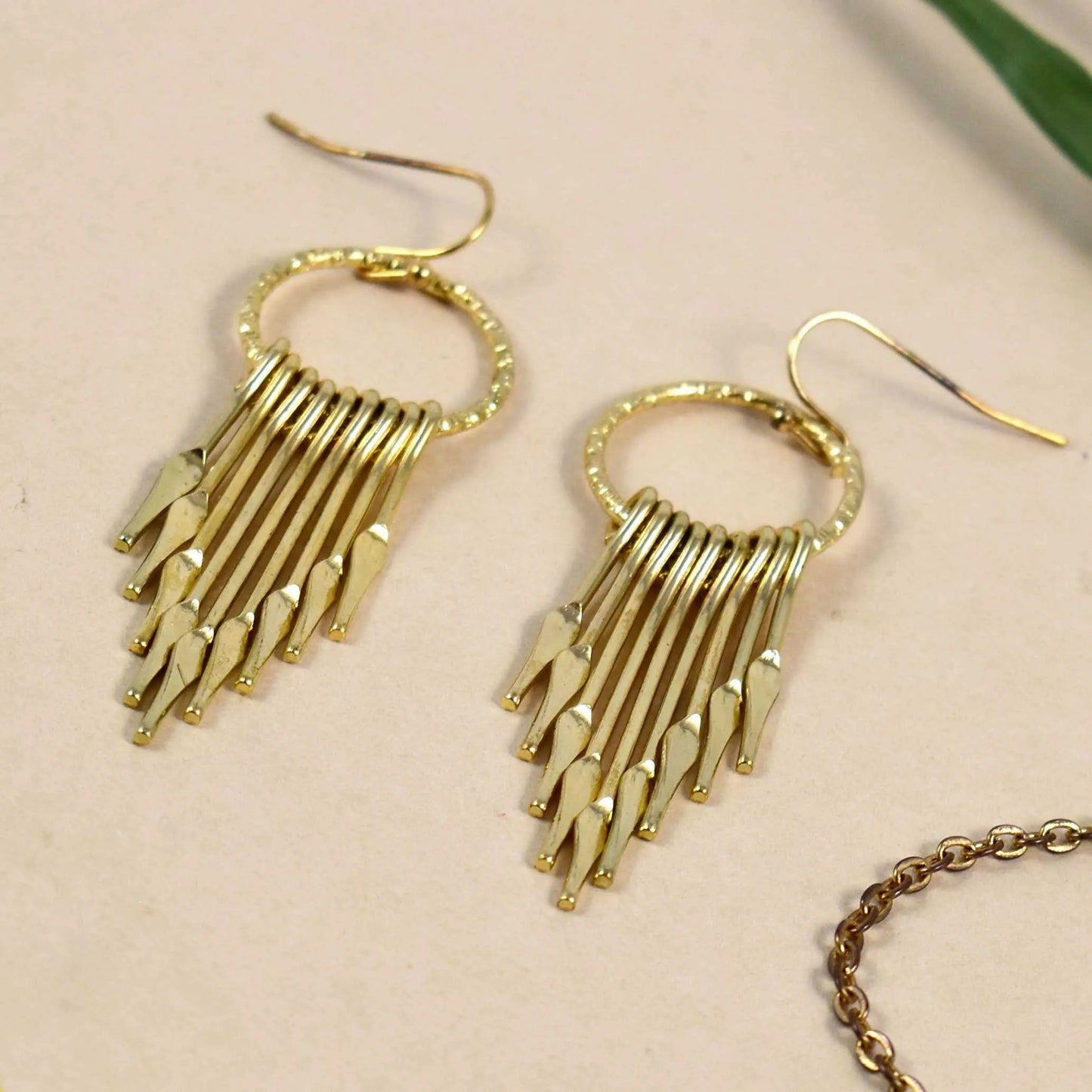 Dangling Gold Round Tassel Drop Earrings