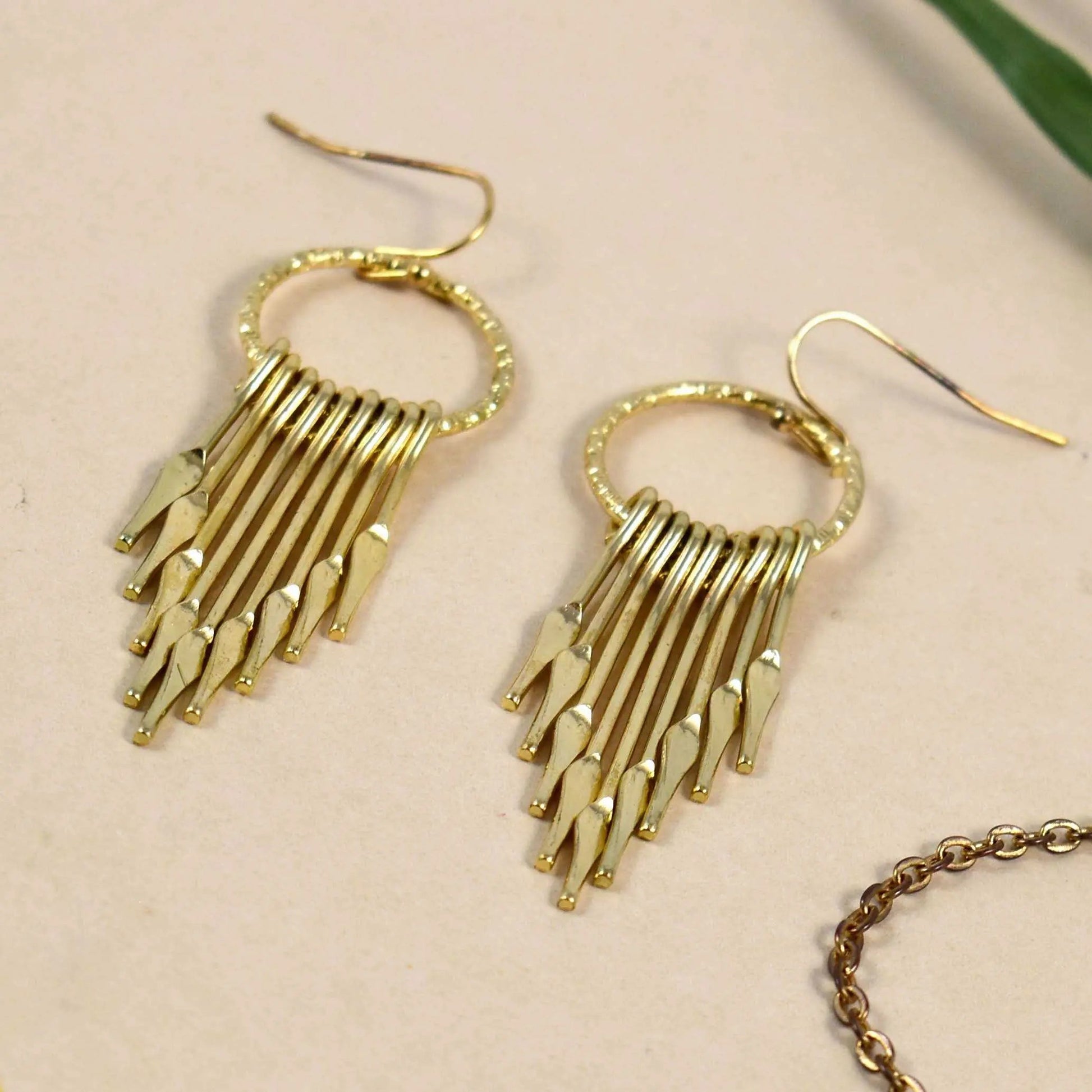 Dangling Gold Round Tassel Drop Earrings