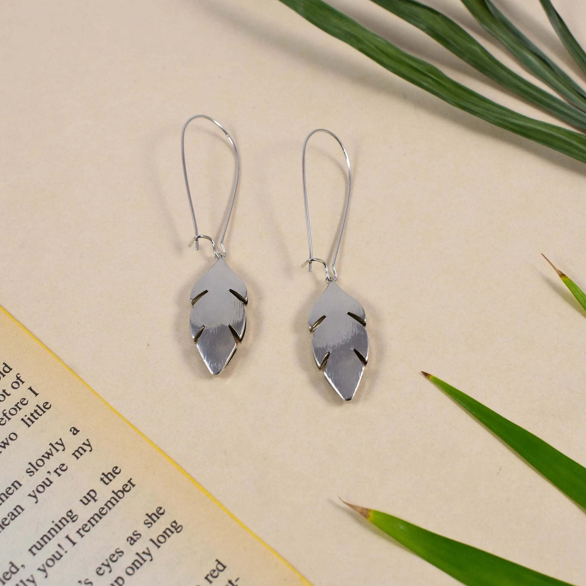 Leaf Drop Silver Earrings