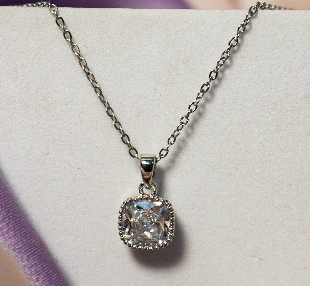 Dainty Silver Diamond Elegance Pendant Salty