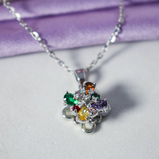 Timeless Opulence Silver Kaleidoscope Spinning Necklace Salty