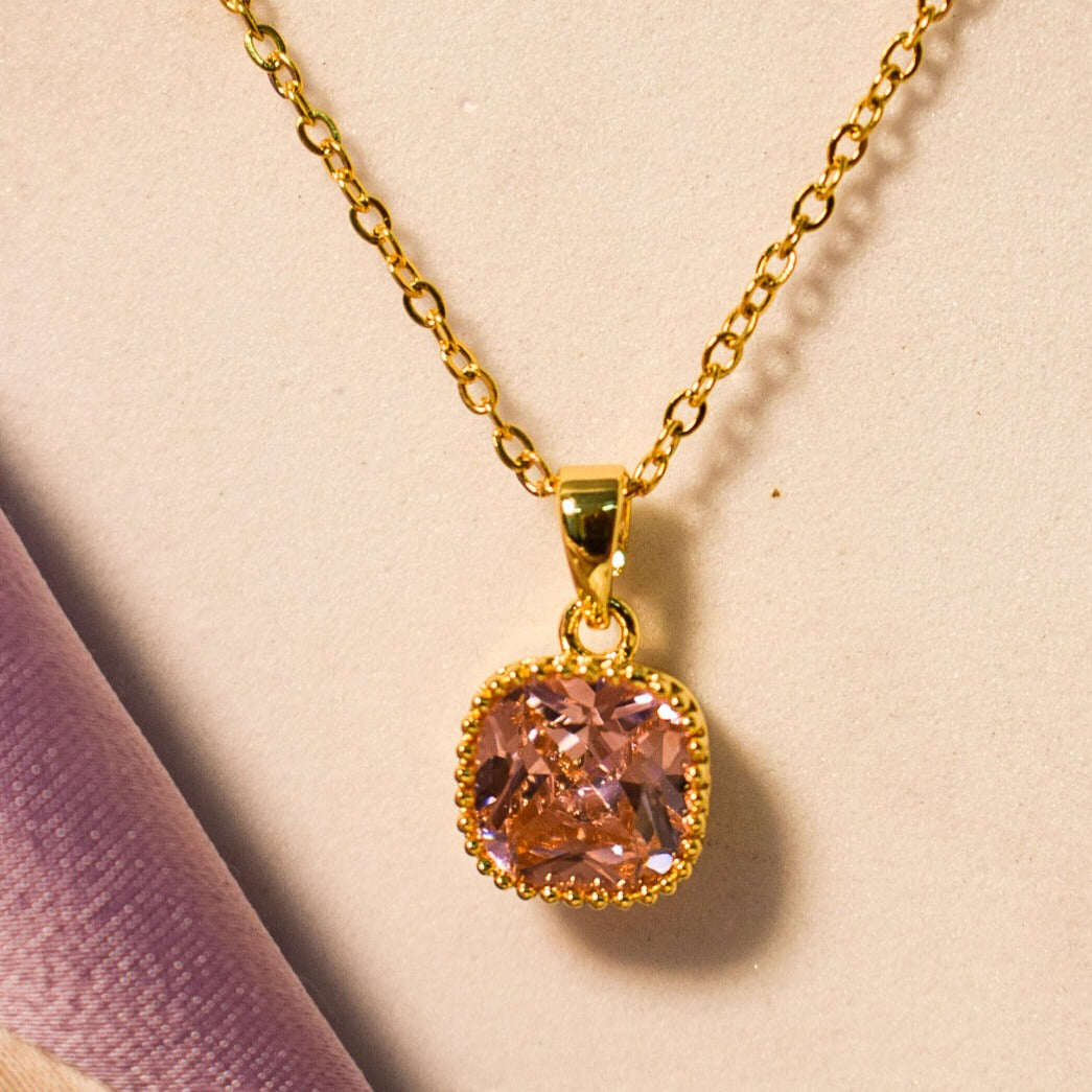Dainty Golden Pink Diamond Elegance Pendant Salty