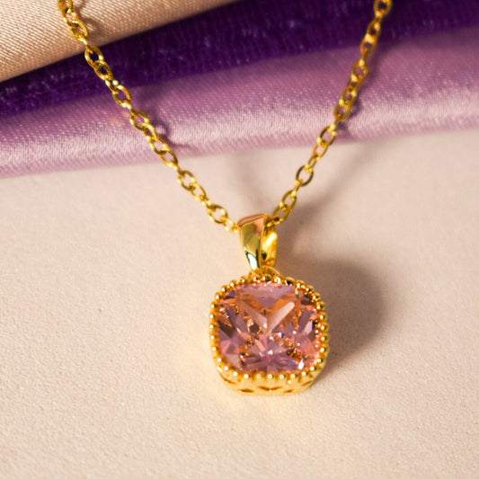 Dainty Golden Pink Diamond Elegance Pendant Salty