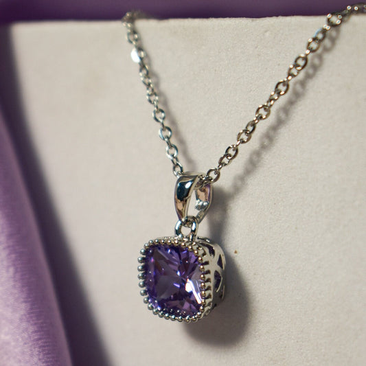 Dainty Silver Stoned Diamond Elegance Pendant Salty