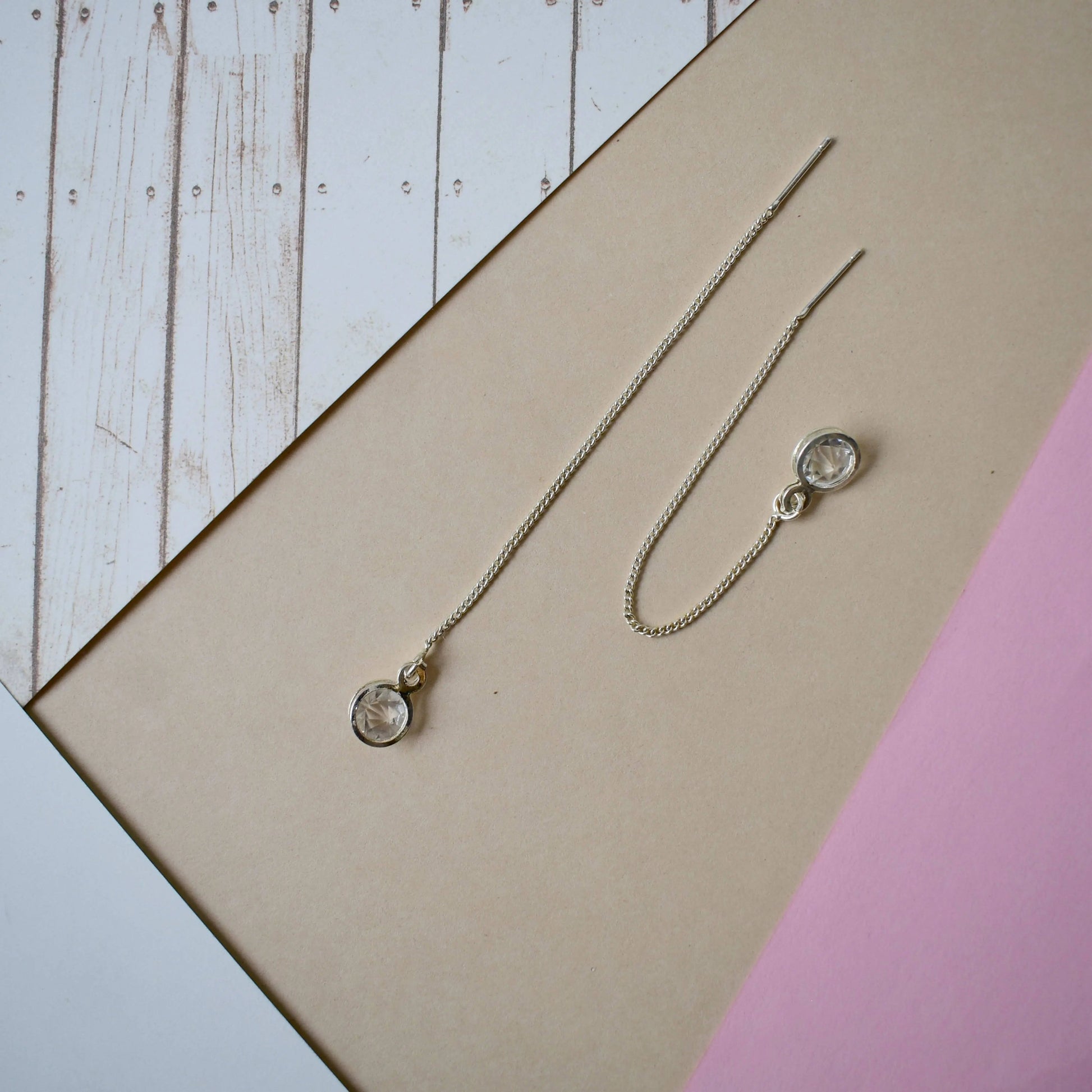 Rhinestone Threader Pull-out Crystal Drop Earrings