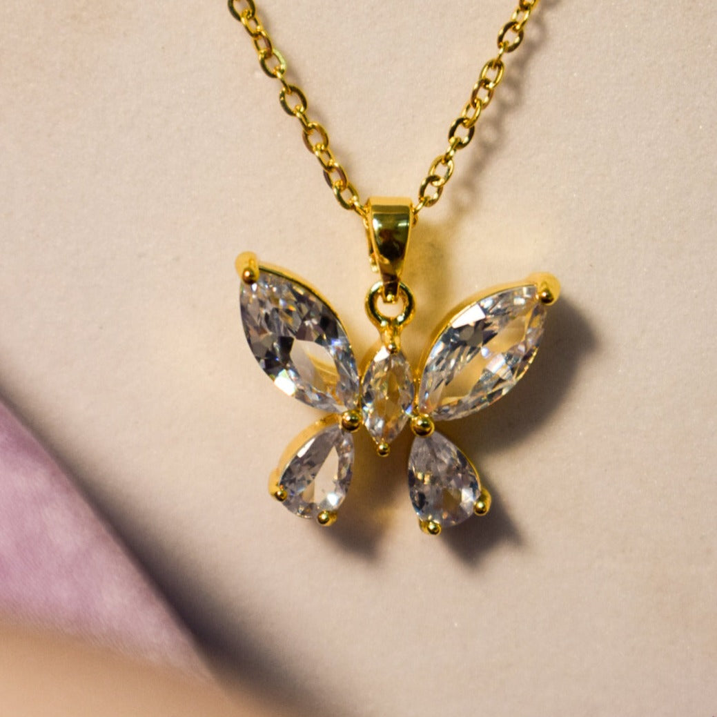 Crystal Flutter Butterfly Necklace Salty