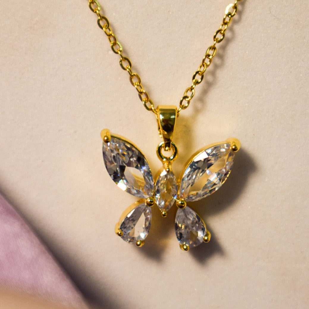 Crystal Flutter Butterfly Necklace Salty