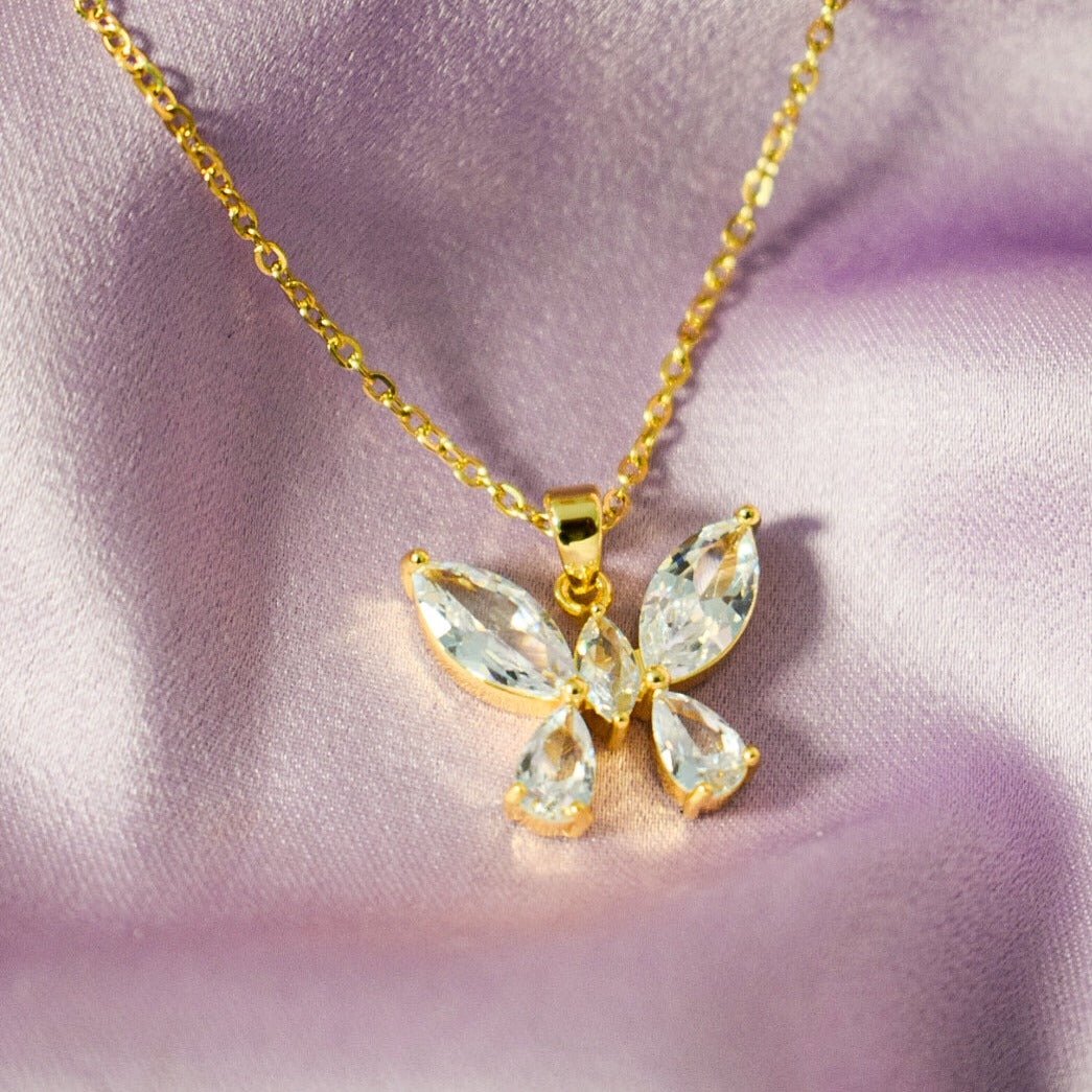 Crystal Flutter Butterfly Necklace Salty