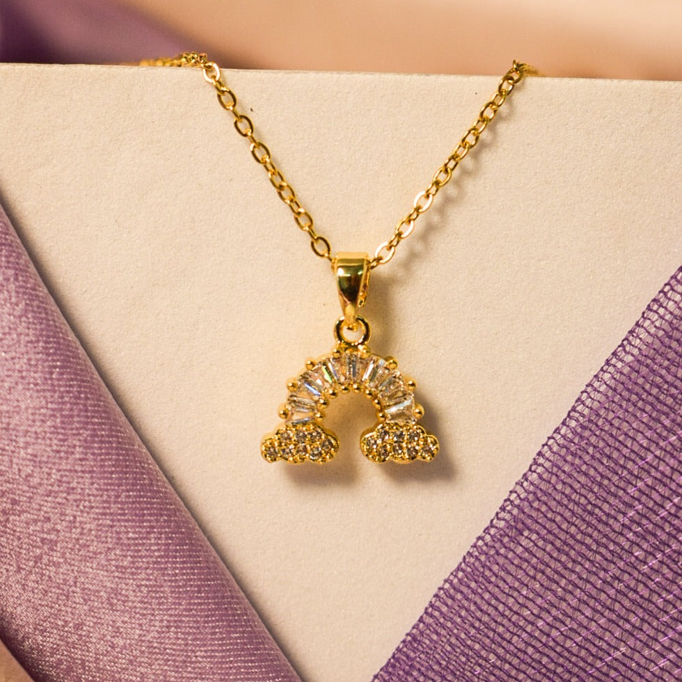 Luminous Rainbow Arch Necklace - Gold Salty