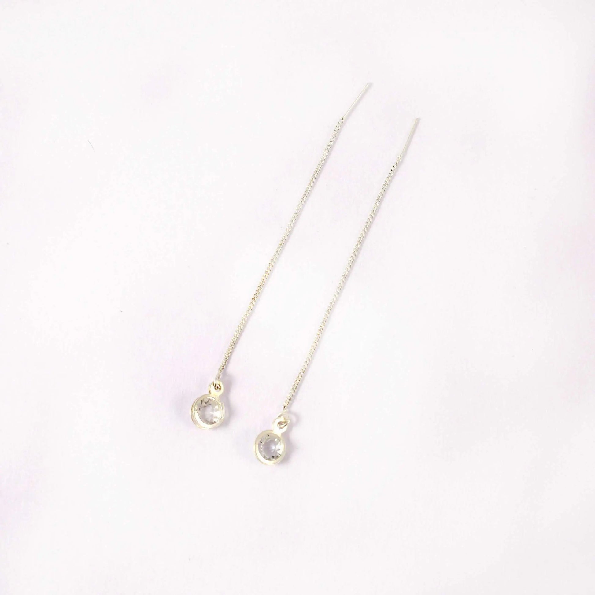 Rhinestone Threader Pull-out Crystal Drop Earrings