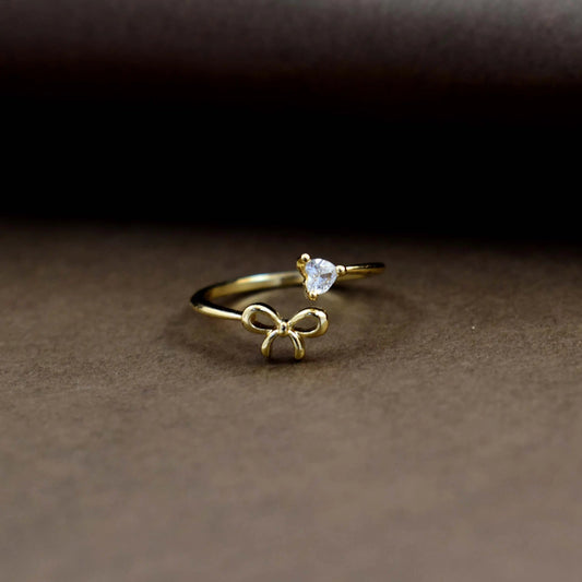 Bow love gold ring