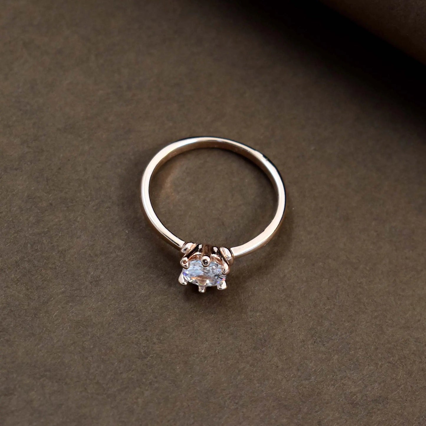 Banded crystal rose-gold ring