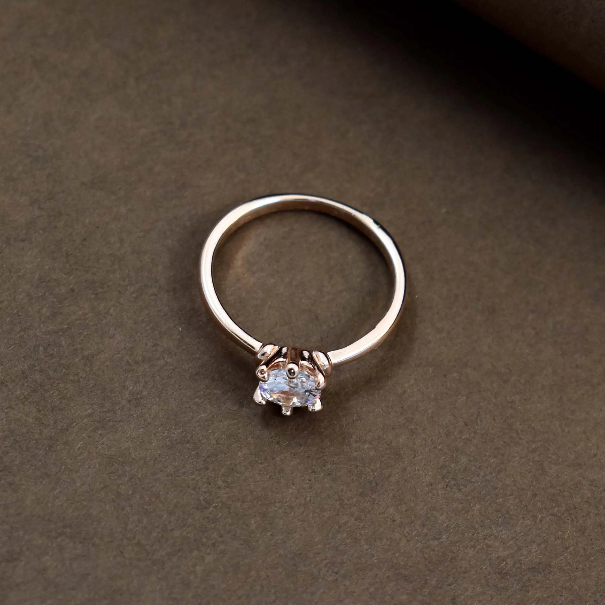 Banded crystal rose-gold ring