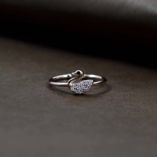 Swan crystal rose-gold ring